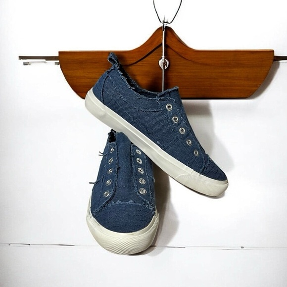 🌻Corkys Blue Denim Babalu Slip On Laceless Sneakers Size 7 - Picture 6 of 10